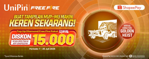 Top Up Free Fire Makin Hemat dengan Diskon 15RB Pakai QRIS ShopeePay